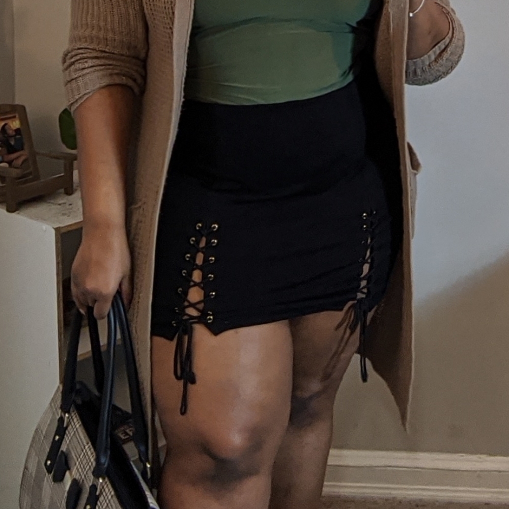 Black Lace-Up Skirt